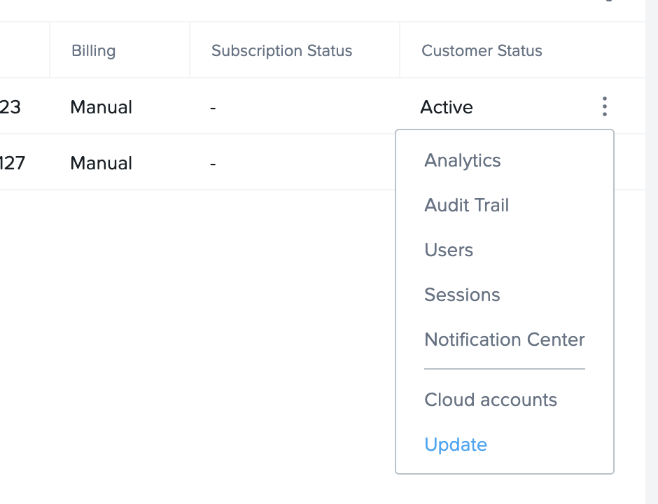 Figure 2. Select Update Customer